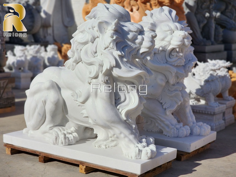 marble sitting lion statue