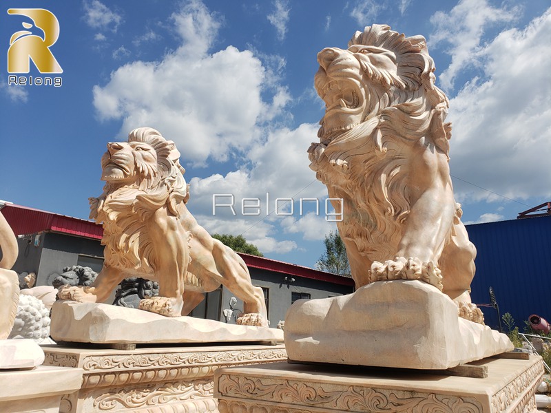 outdoor standing lion statue