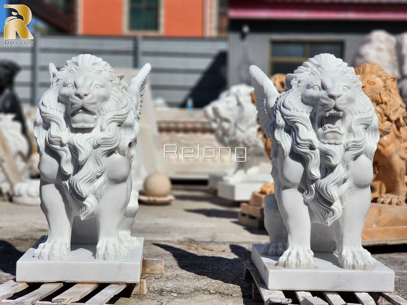 outdoor winged lion statue for sale