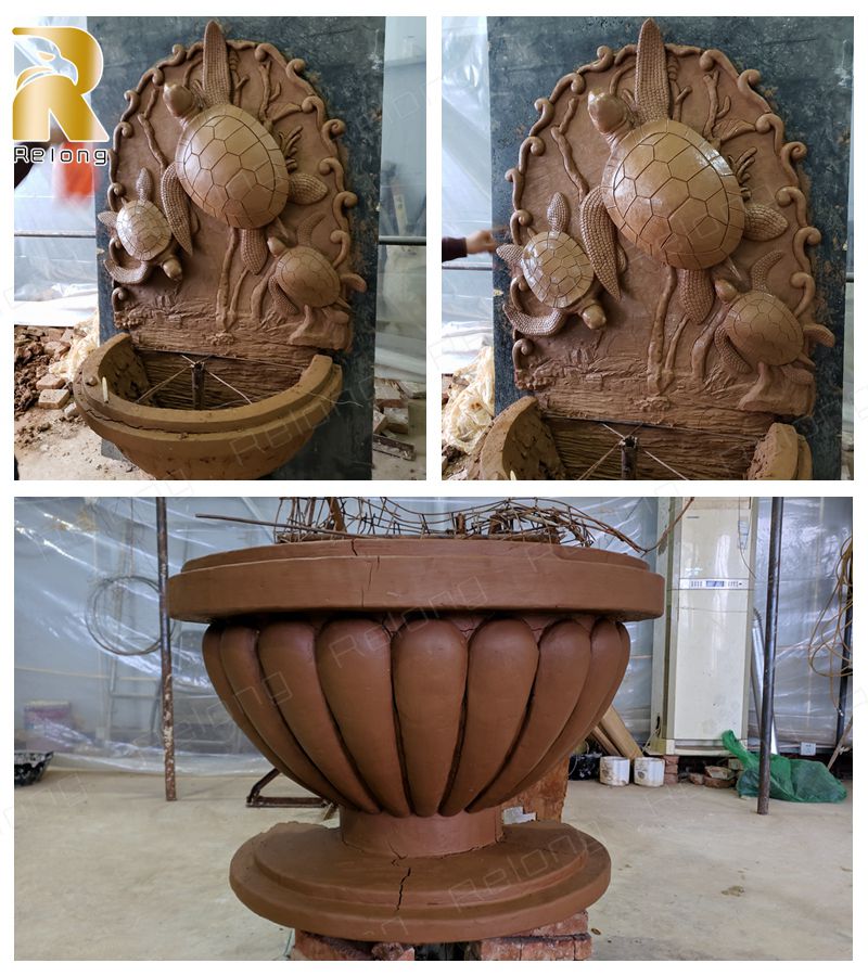 Bronze wall fountain clay model