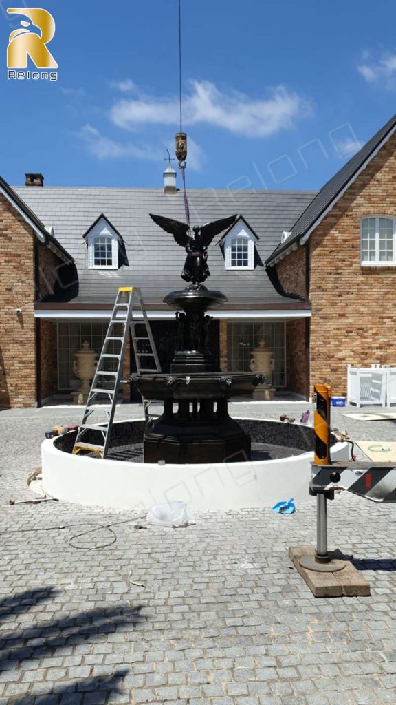 bronze fountain installation