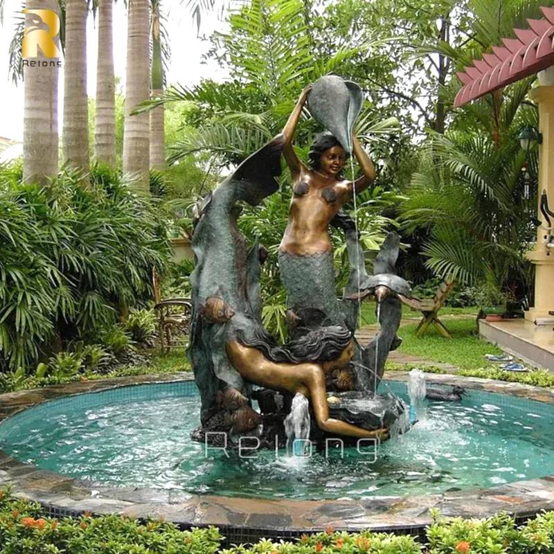 bronze mermaid water fountain