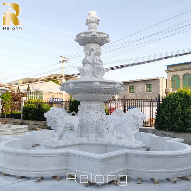 exquisite white marble fountain for garden