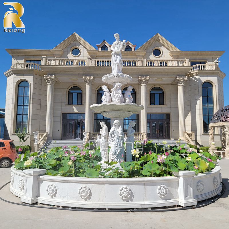 exquisite white marble fountain