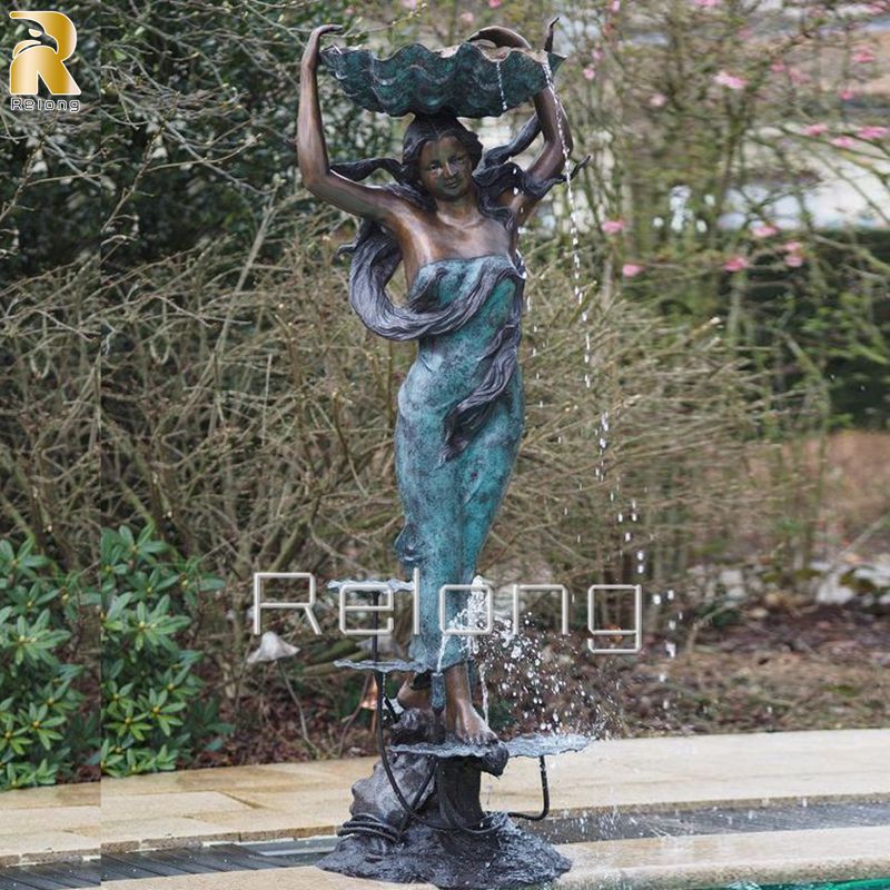 hot sale women fountain bronze sculpture for garden decor