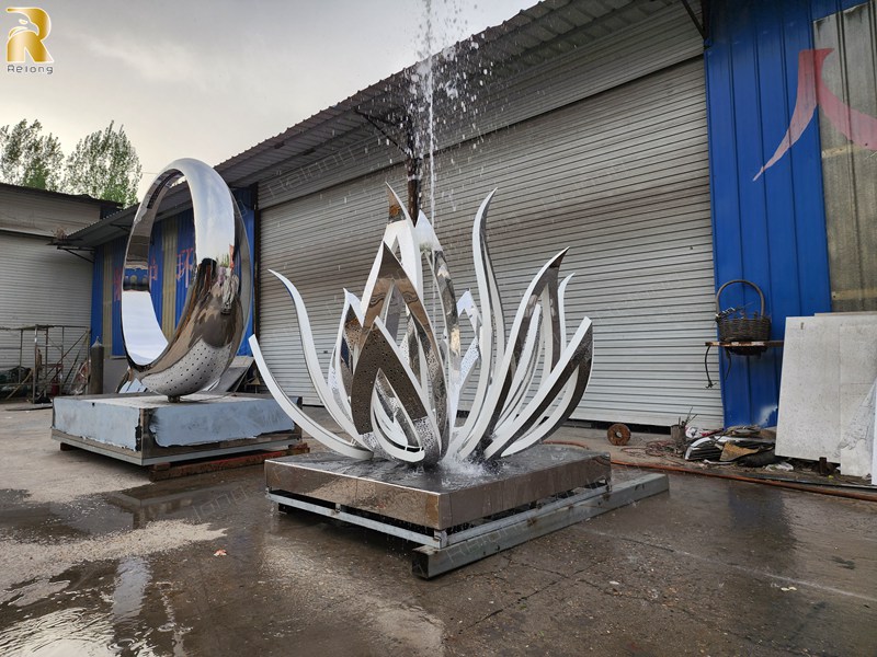 metal lotus flower sculpture