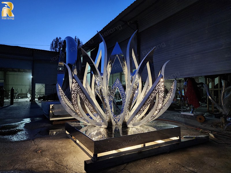 metal lotus flower statue