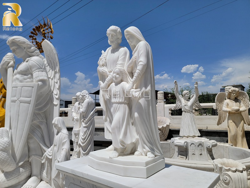 white holy family marble statue