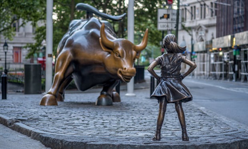 Fearless Girl and Bull Statue in New York