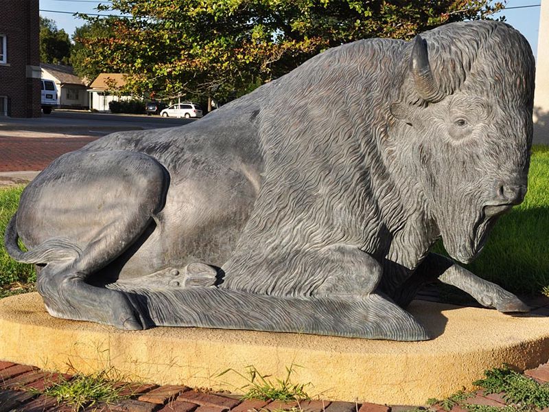 cast bronze buffalo statue outdoor