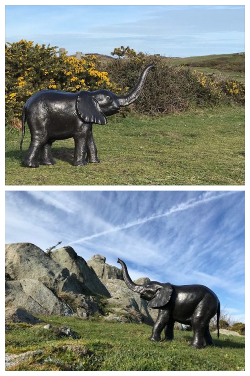 outdoor large bronze elephant animal statue