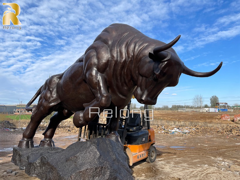 large long horn bronze bull sculpture for sale