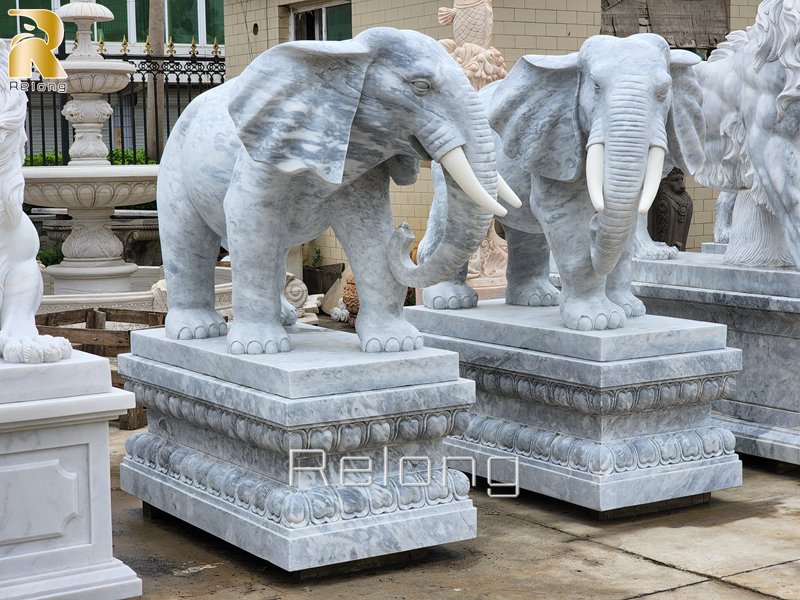 large marble elephant sculpture