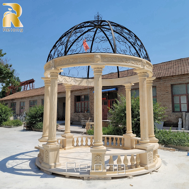 Beige Marble Column Gazebo for Outdoor Garden Decor RMGC-003