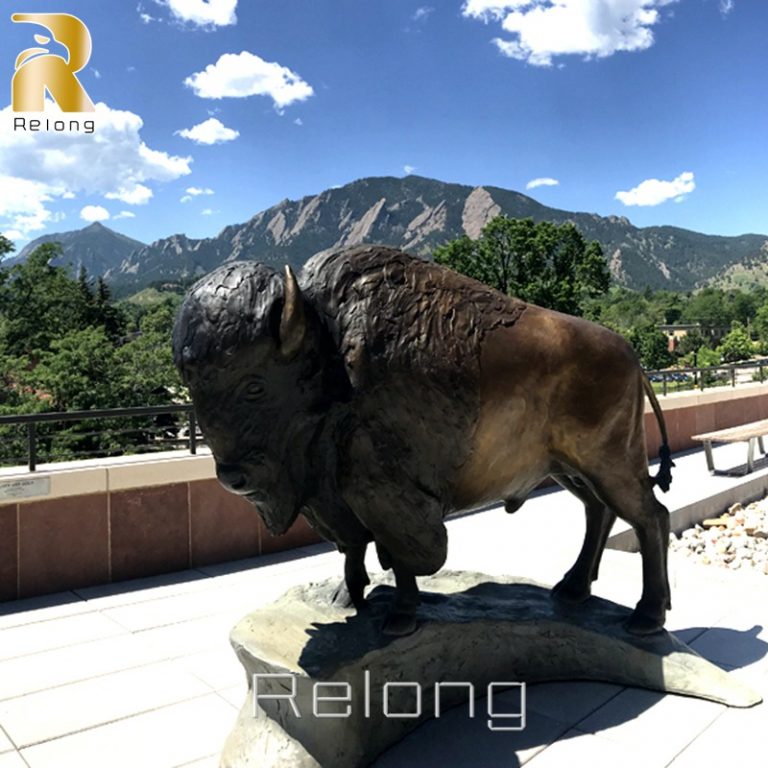 life size metal buffalo statue