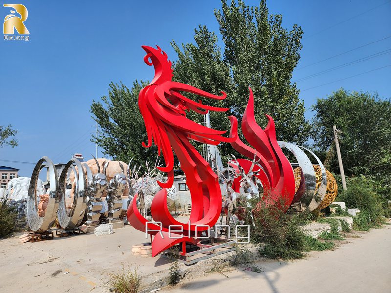 metal phoenix sculpture