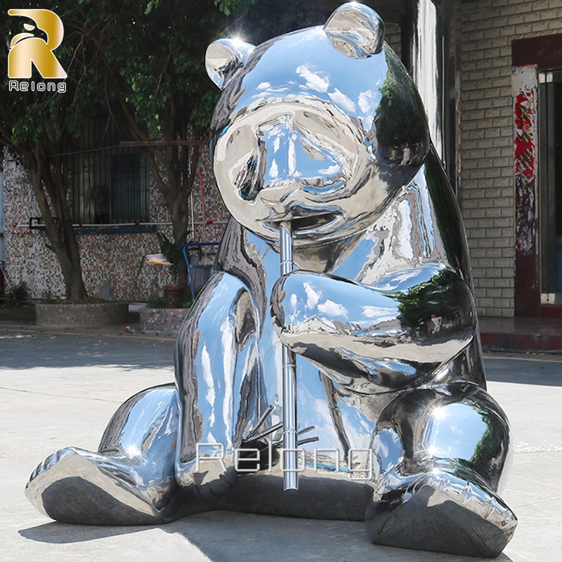 polished stainless steel animal sculpture for outdoor