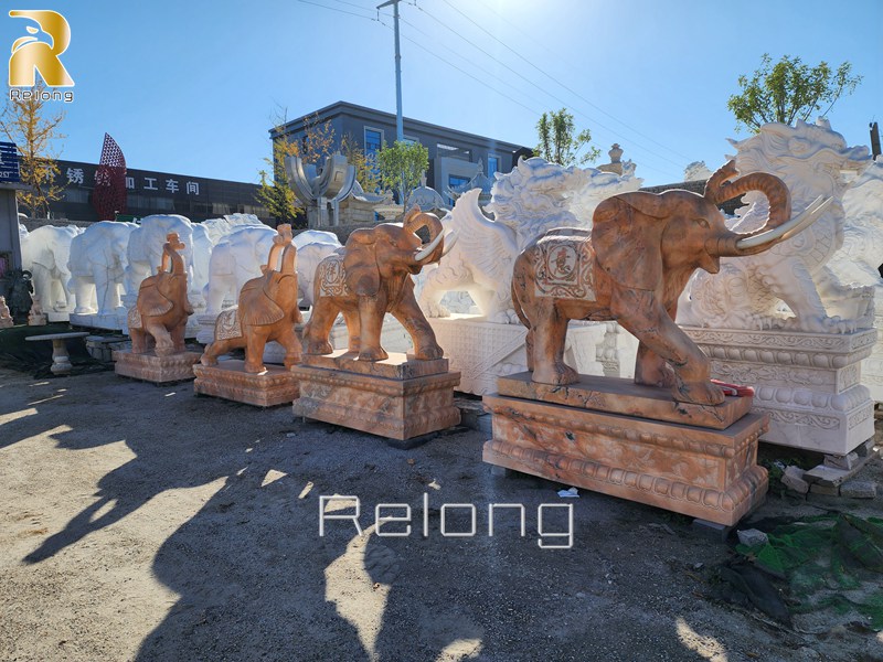 red marble elephant sculpture