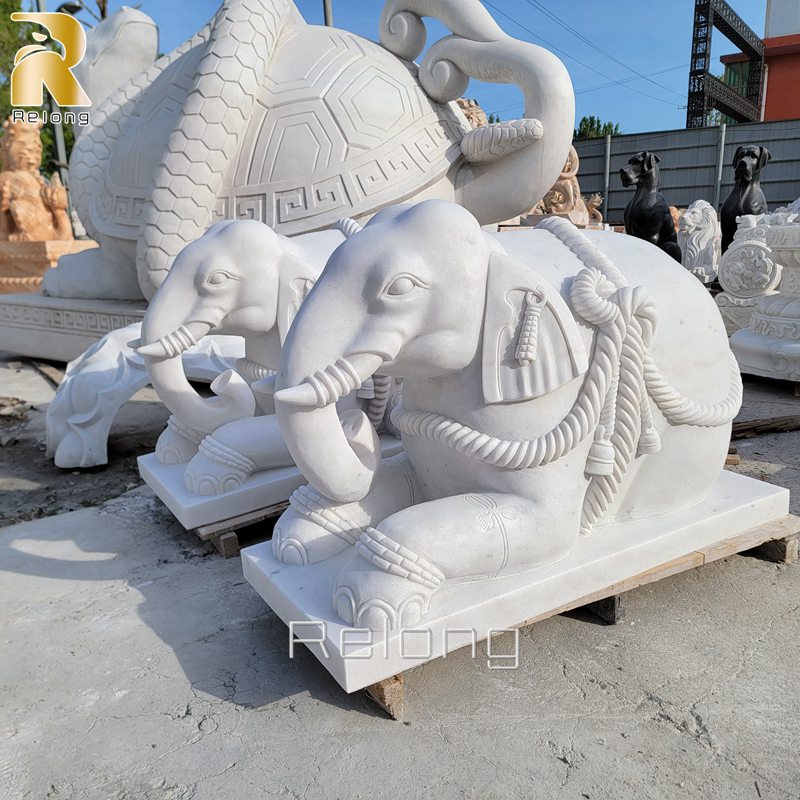 white marble elephant sculpture