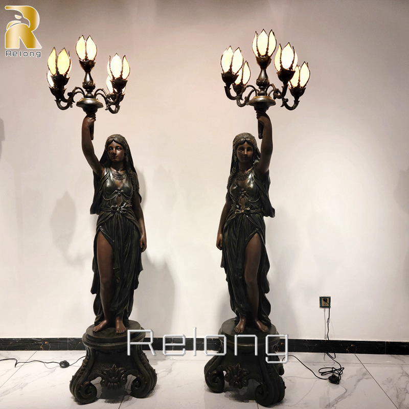 Decorative Bronze Lady Statue Lamps for Sale RBL-001