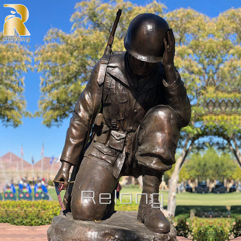 Memorial Bronze Kneeling Soldier Statue for Sale RBMMS-003