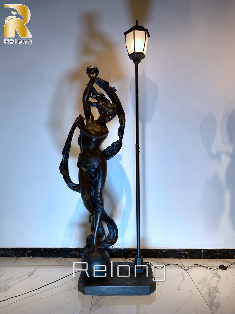 bronze lady statue lamp-2