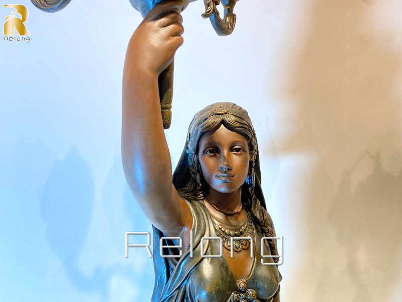 bronze lady statue lamp-5