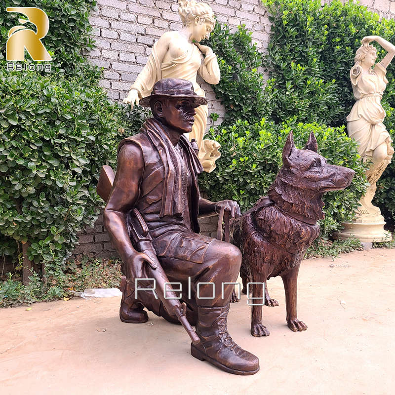 bronze soldier and dog statue for sale