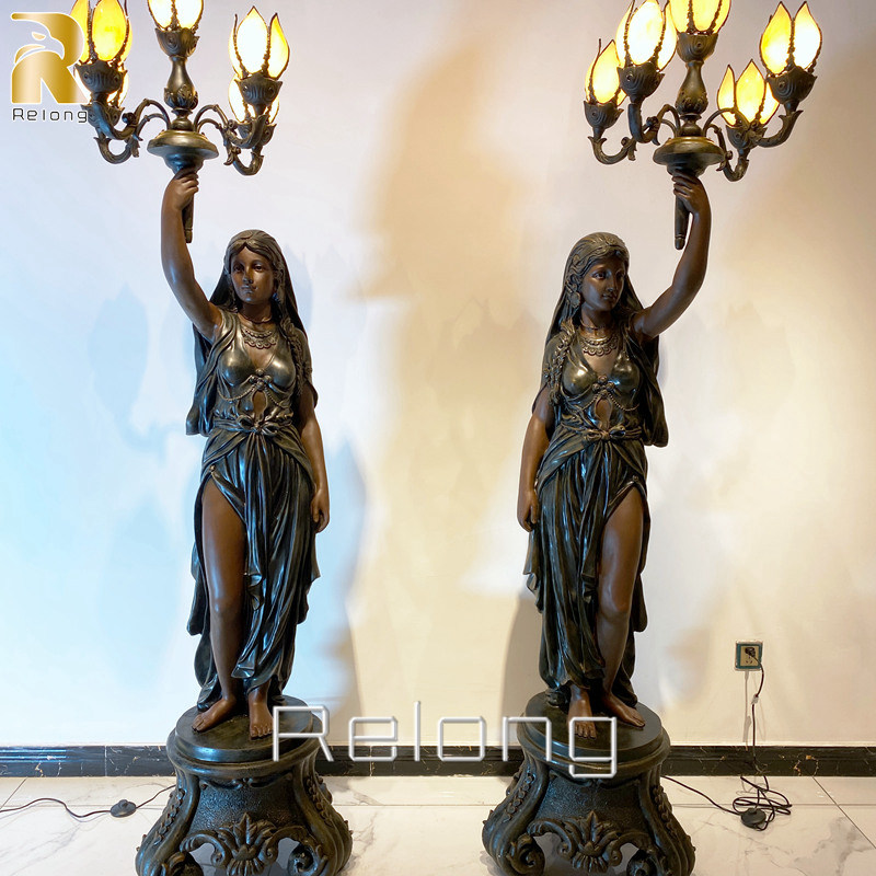 bronze statue lamp for sale