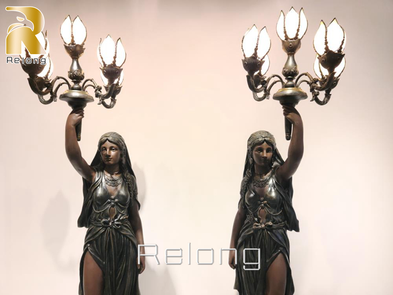 decorative bronze lady lamp