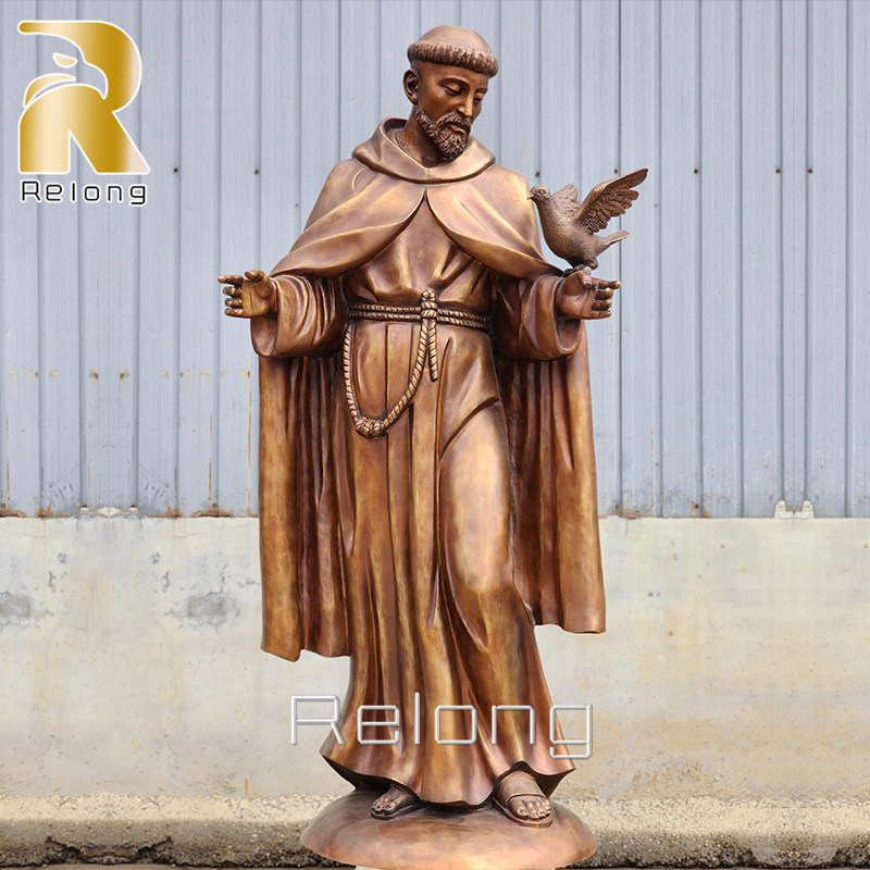 Catholic Bronze St. Francis Statue with Birds for Sale RBORS-004