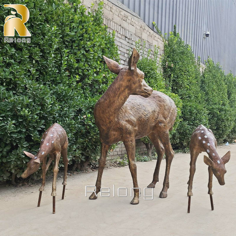 outdoor bronze deer statues