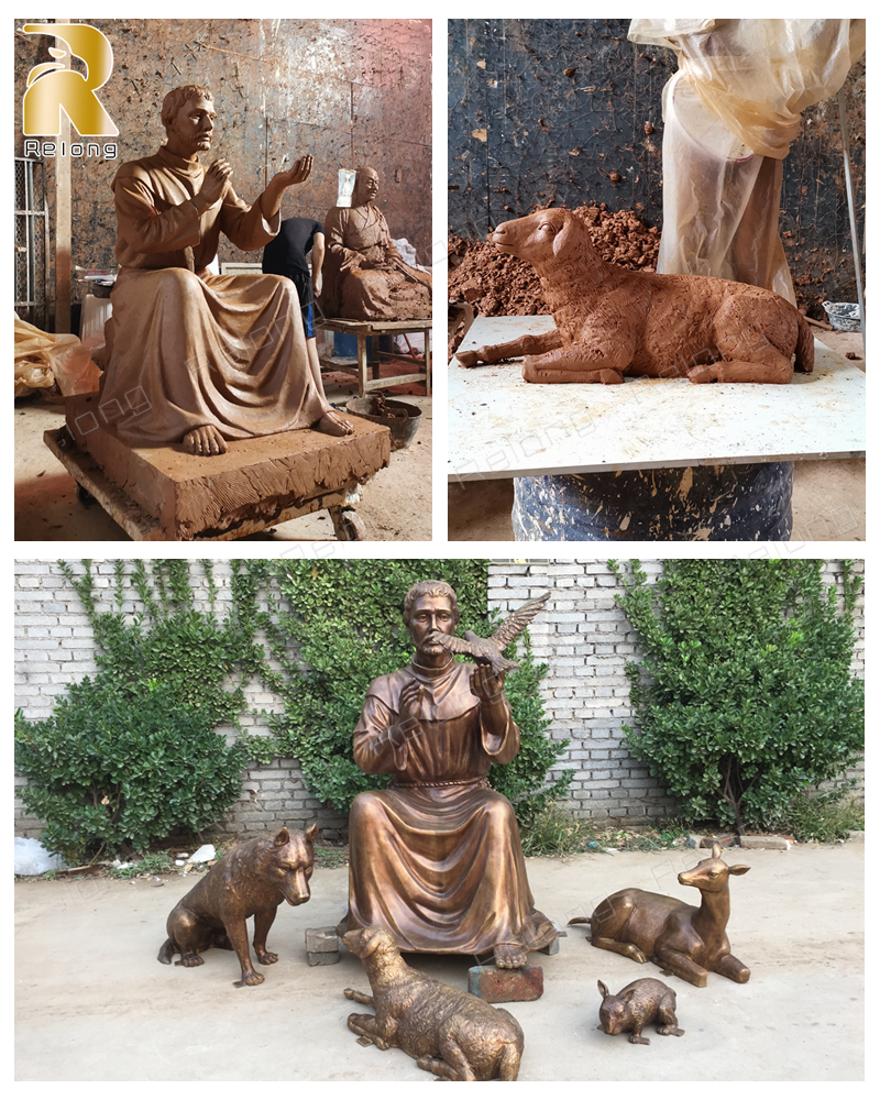 st francis of assisi statue with animals