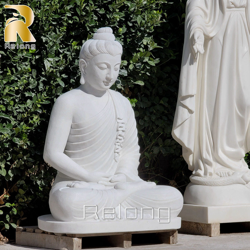 white marble Buddha statue-3