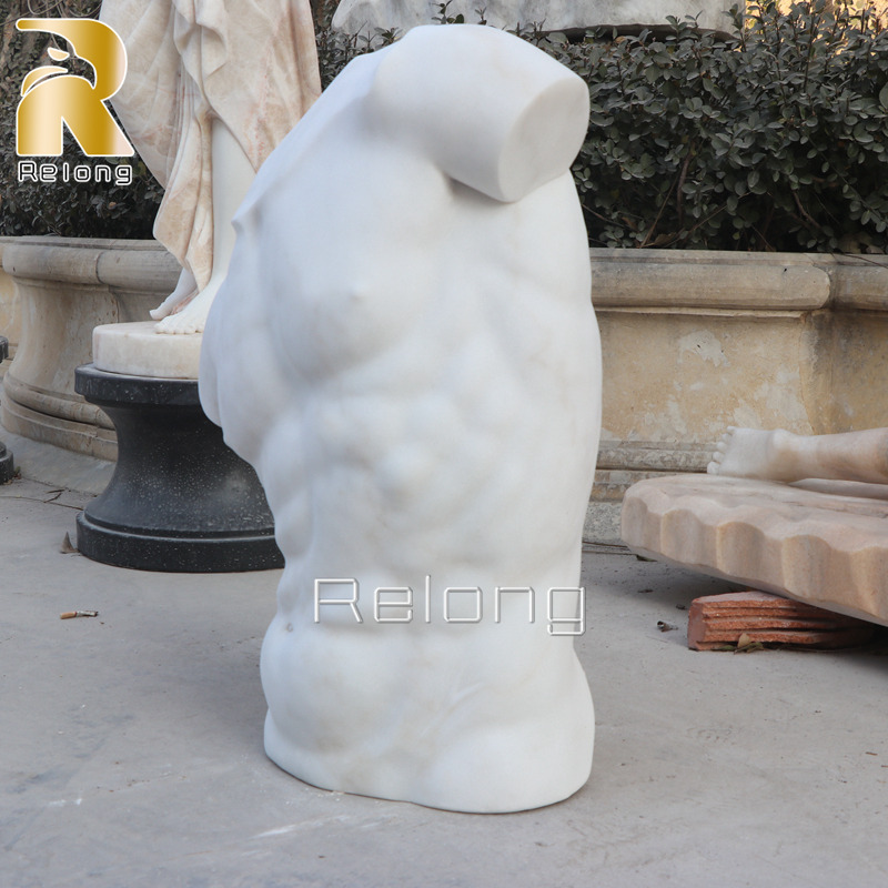 white marble torso sculpture