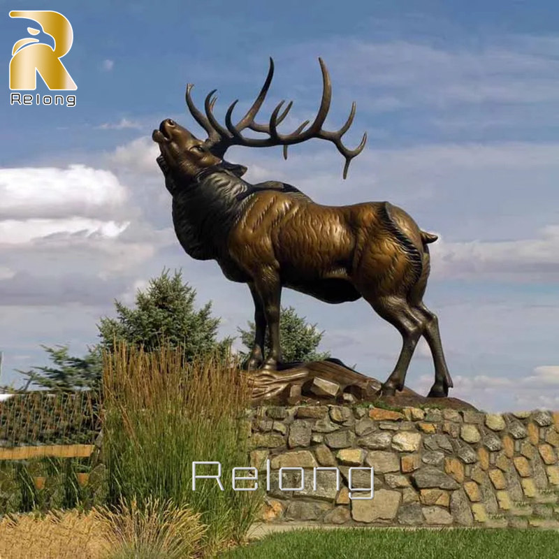 Outdoor Life Size Bronze Elk Garden Statue for Sale RBDS-004