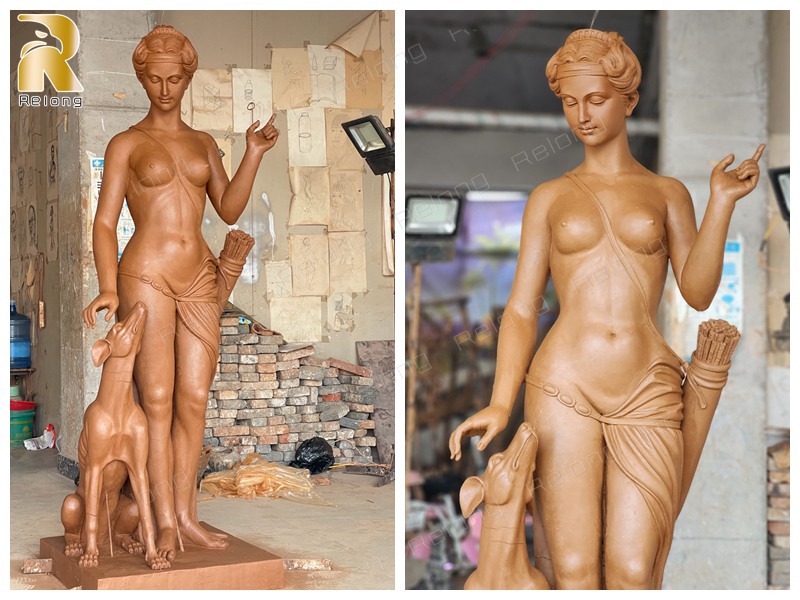 clay model of diana the huntress bronze statue