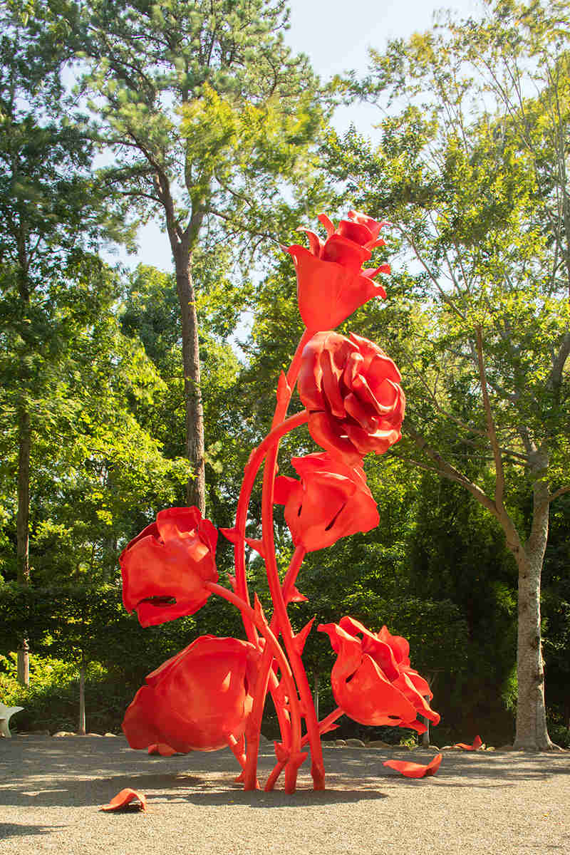 outdoor large metal flower sculpture