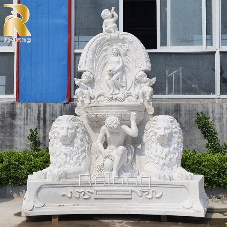 white marble wall fountain