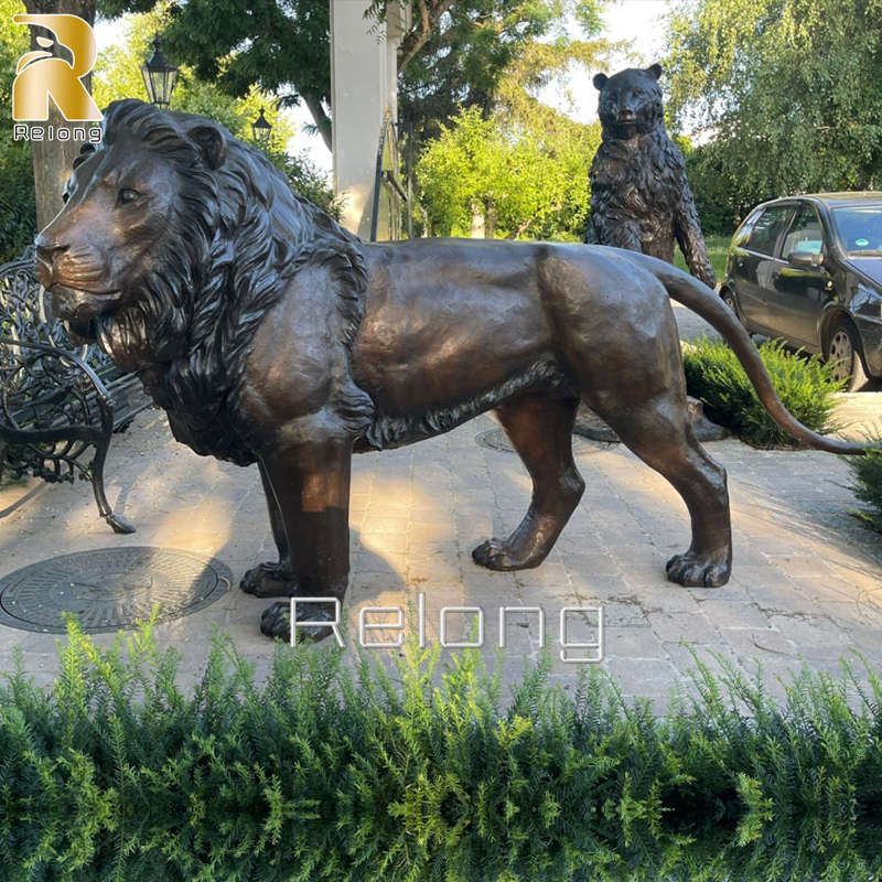 large bronze lion statue