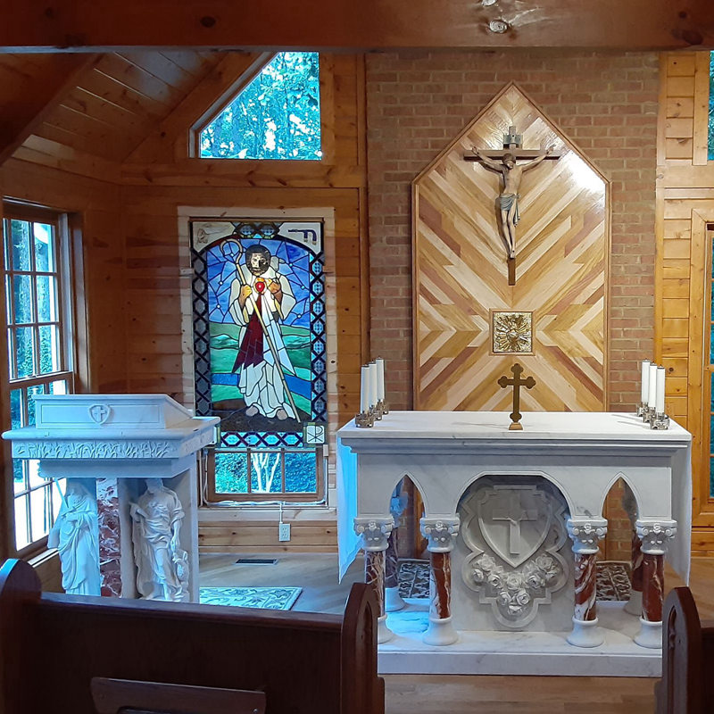 marble altars and pulpits