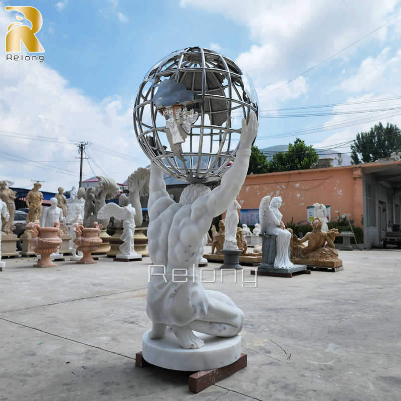 marble atlas holding the world sculpture