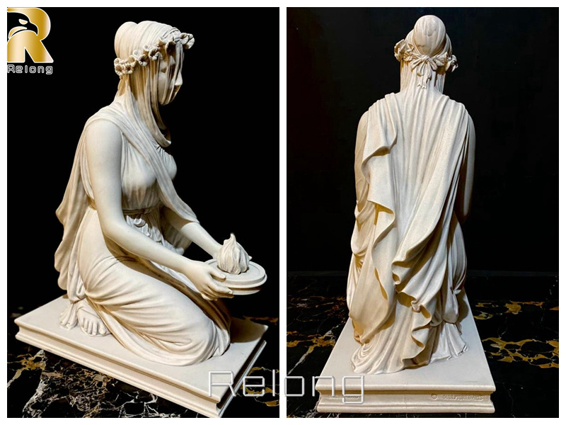 marble statue of woman with veil for sale