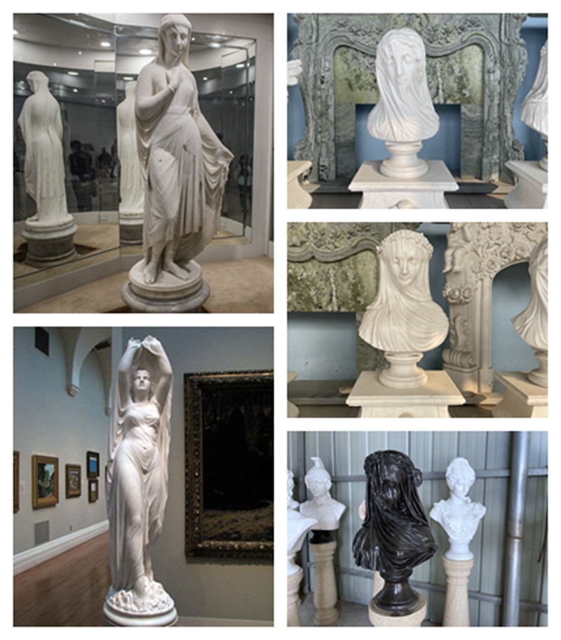 marble veiled lady statues