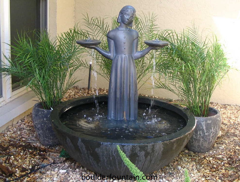 outdoor bronze bird girl statue for sale