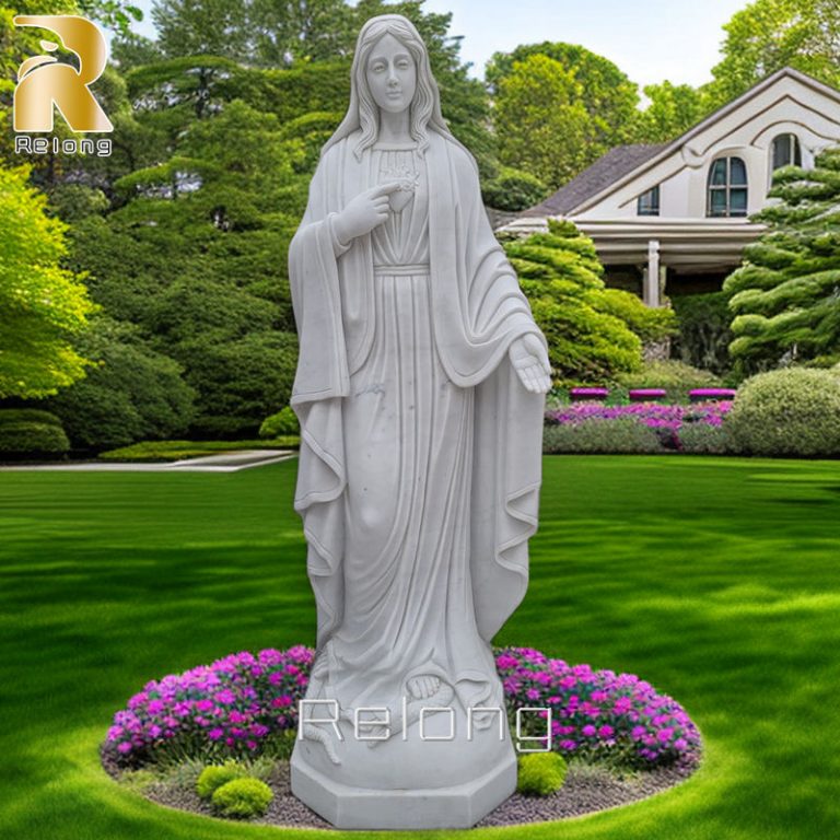 outdoor marble mother mary garden statue