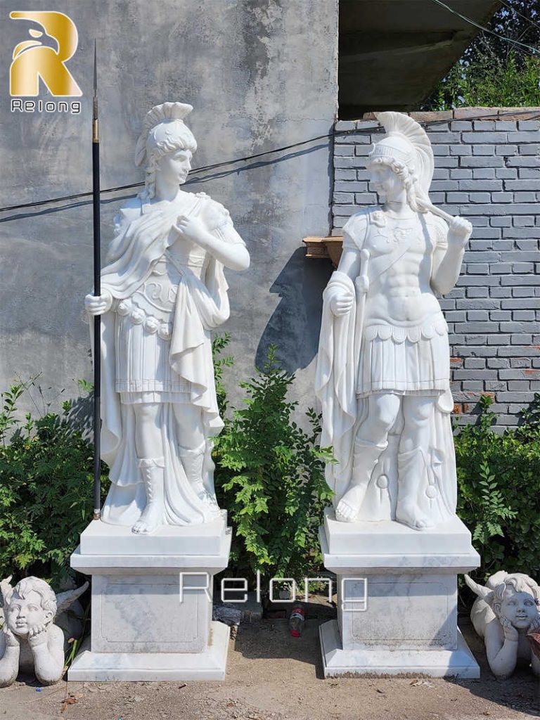 outdoor marble warrior statue