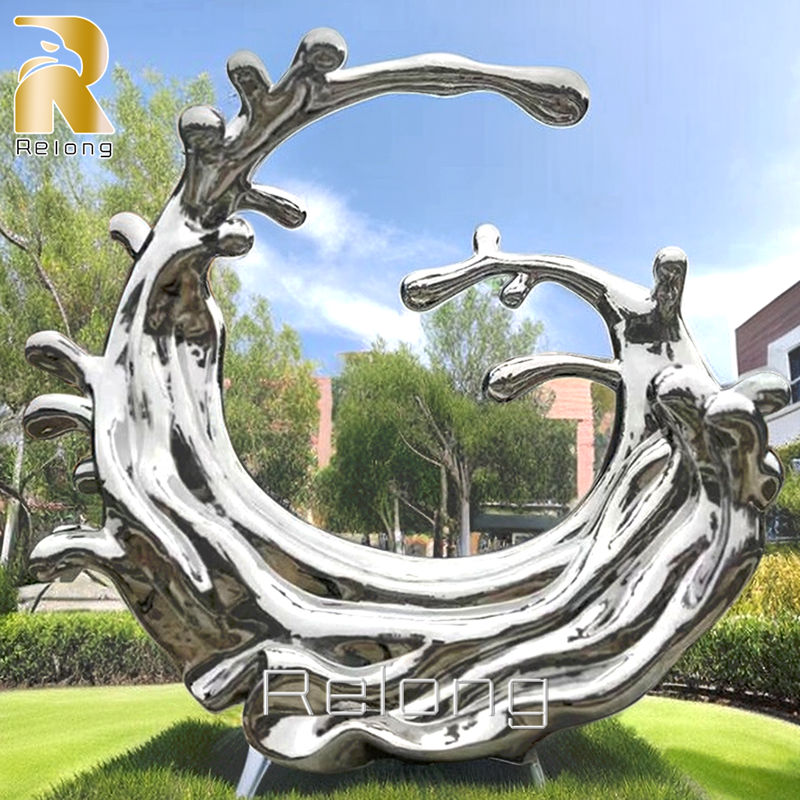 outdoor stainless steel wave sculpture