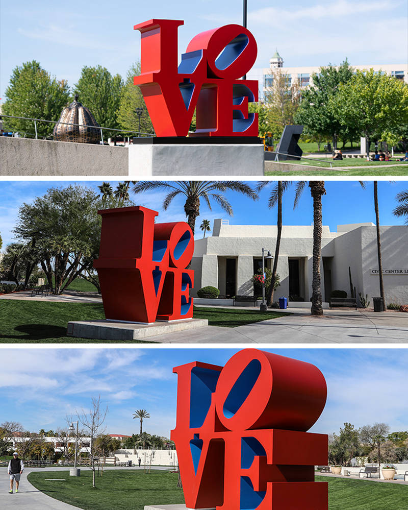 stainless steel love sculpture