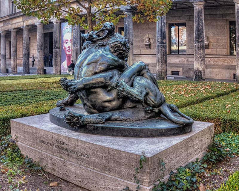 bronze Hercules lion statue